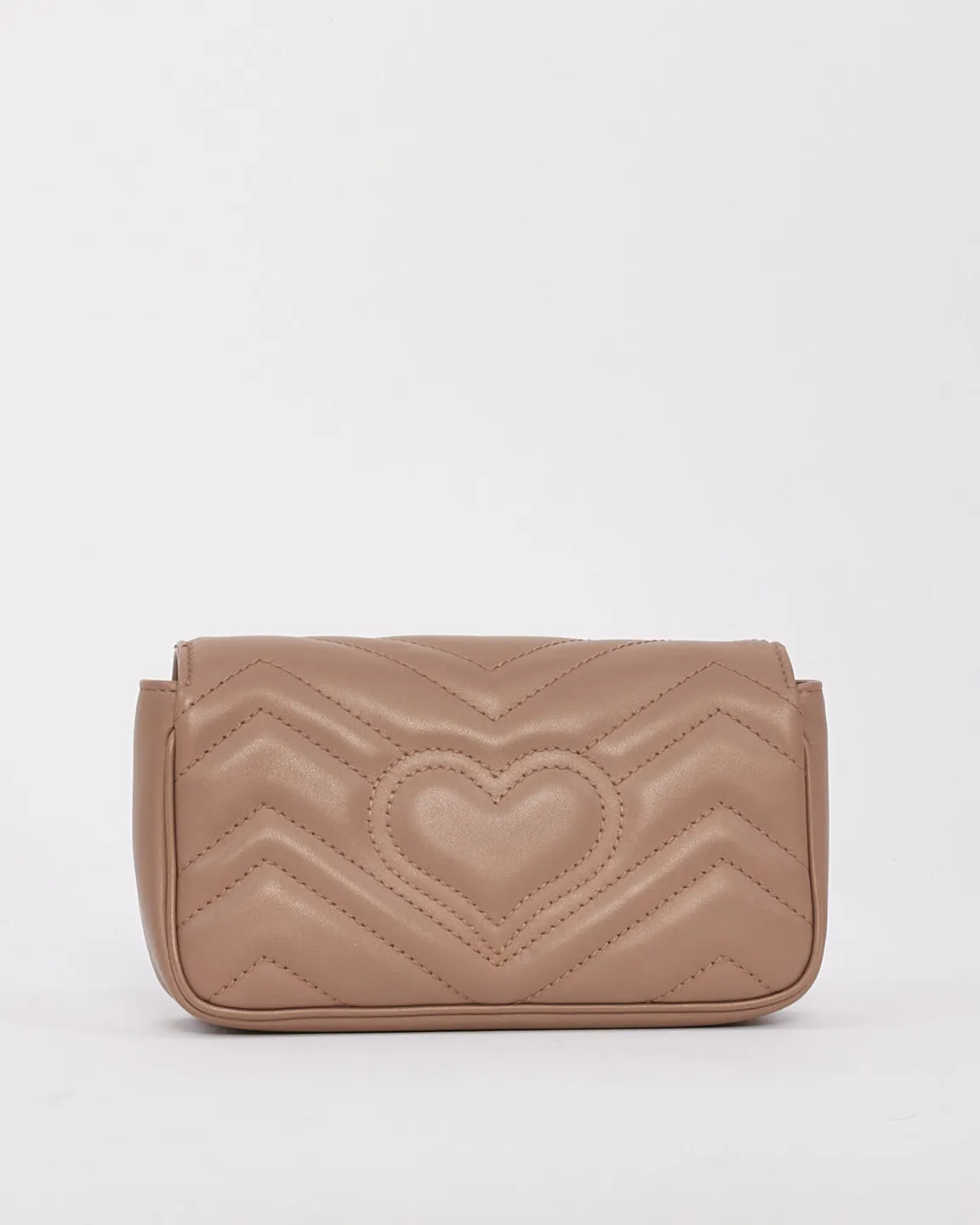Gucci Beige Matelassé Leather GG Marmont Super Mini Bag