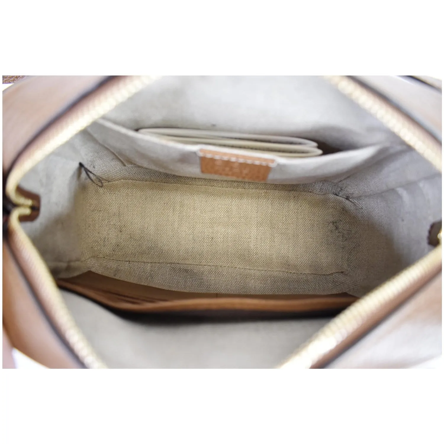 GUCCI Bree GG Canvas Leather Crossbody Bag Beige 449413
