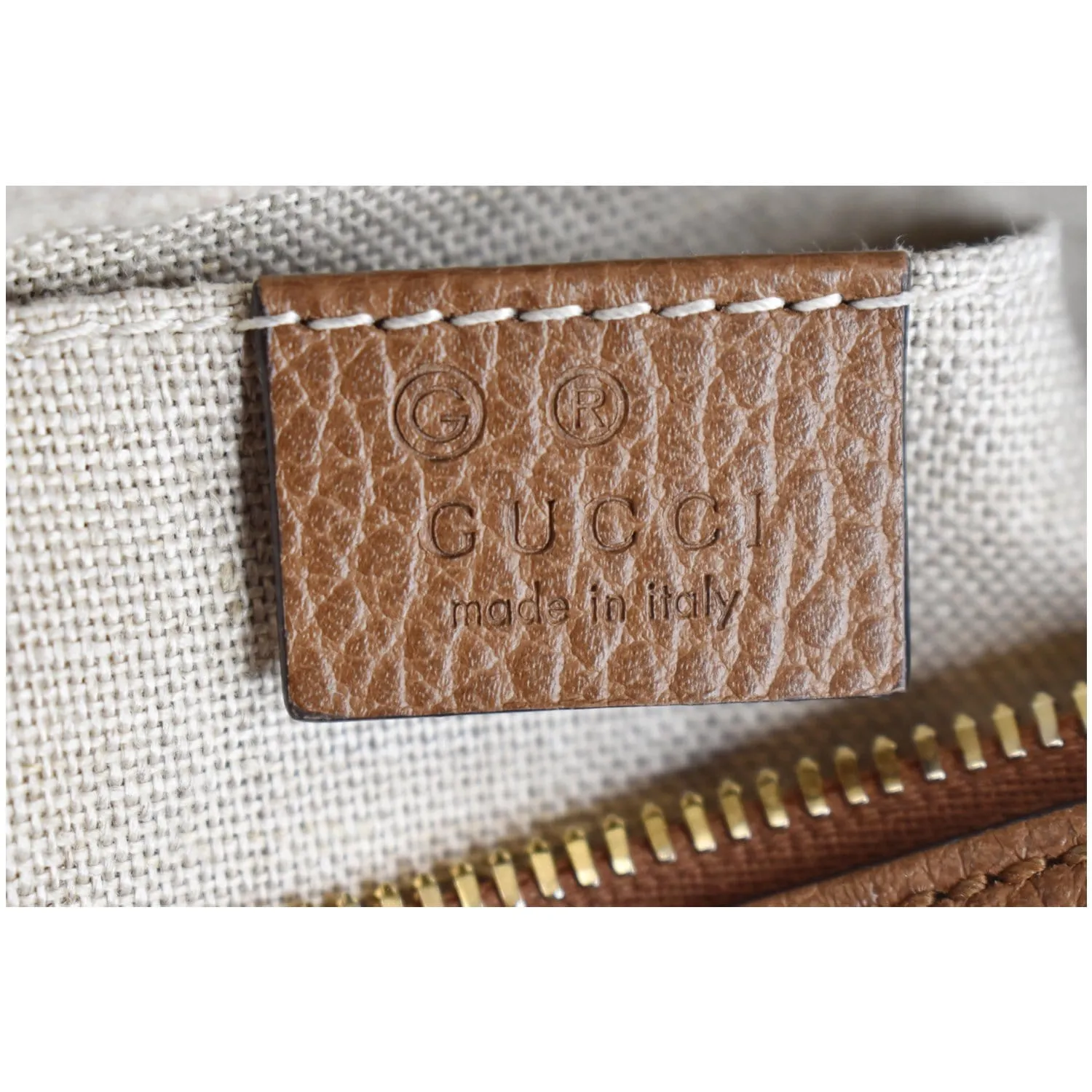 GUCCI Bree GG Canvas Leather Crossbody Bag Beige 449413