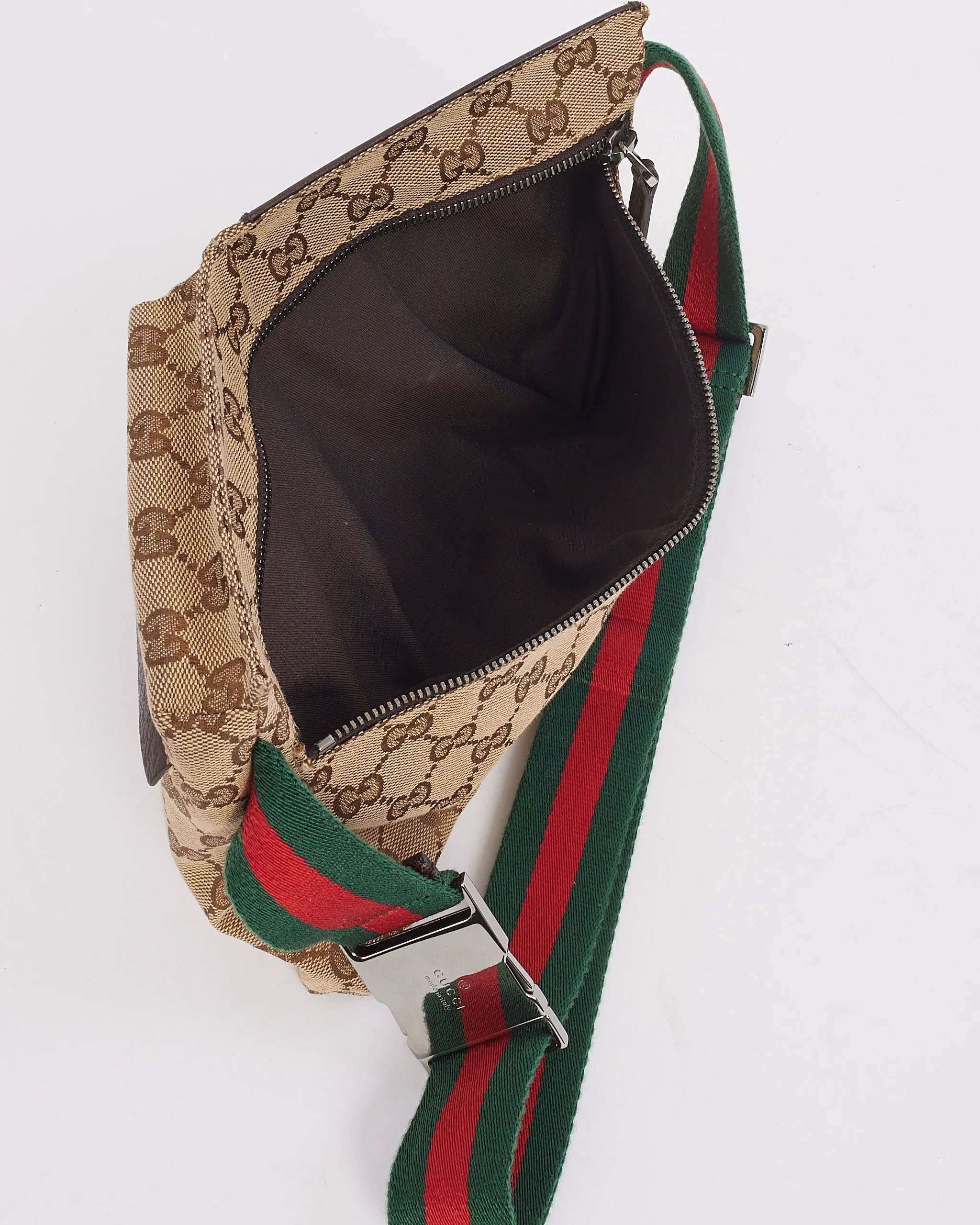 Gucci GG Monogram Canvas Double Pocket Web Belt Bag