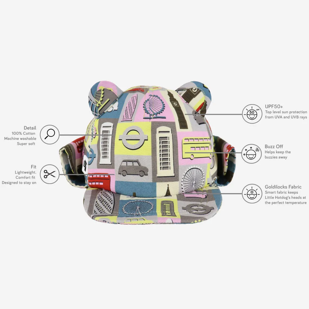 Kids Cub hat with neck flap: London Brights