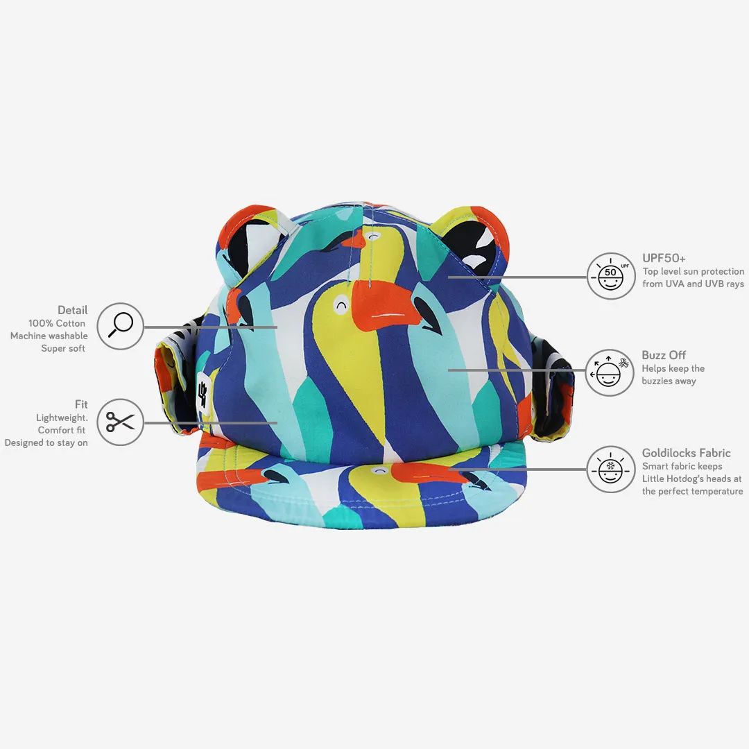 Kids Cub hat with neck flap: Toucan Play
