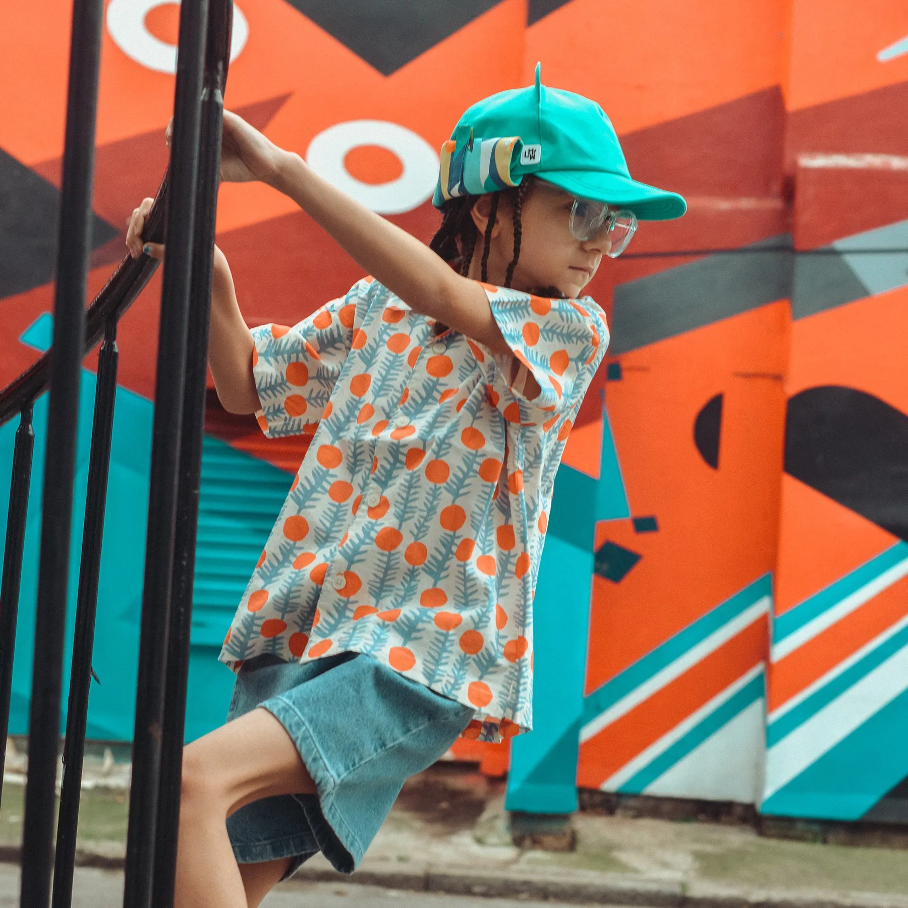 Kids Cub Sun Hat with Neck Flap: Turquoise