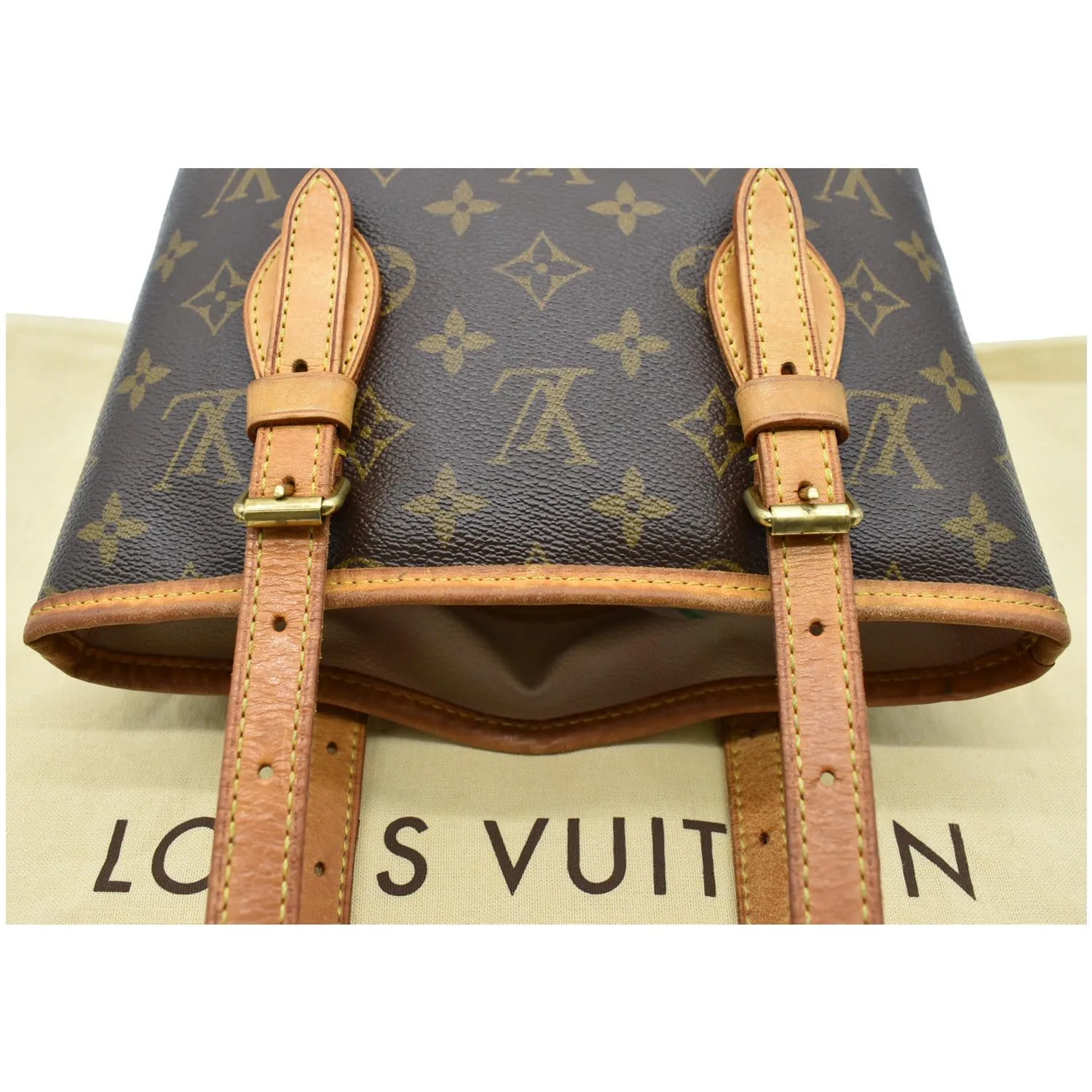 LOUIS VUITTON Marais Bucket Monogram Canvas Shoulder Bag Brown