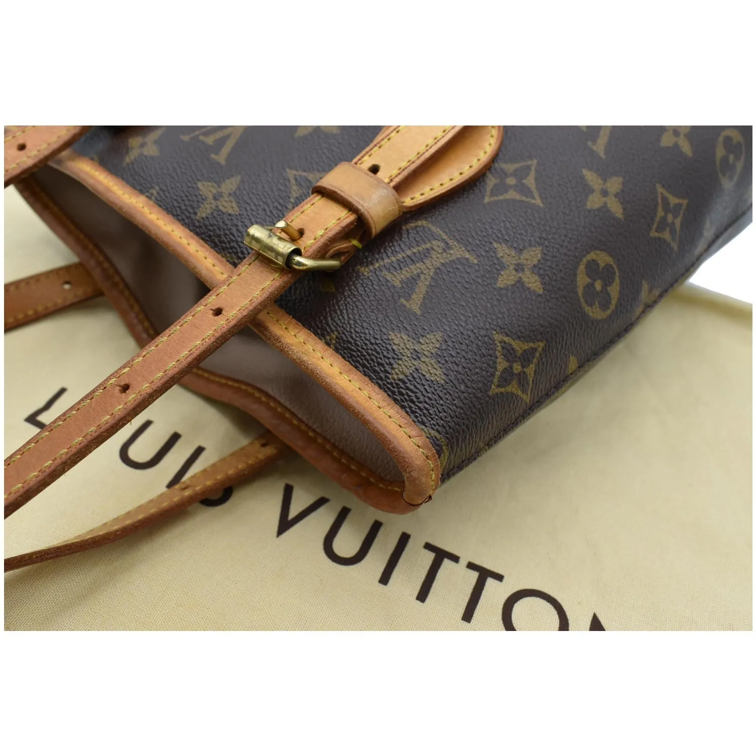 LOUIS VUITTON Marais Bucket Monogram Canvas Shoulder Bag Brown