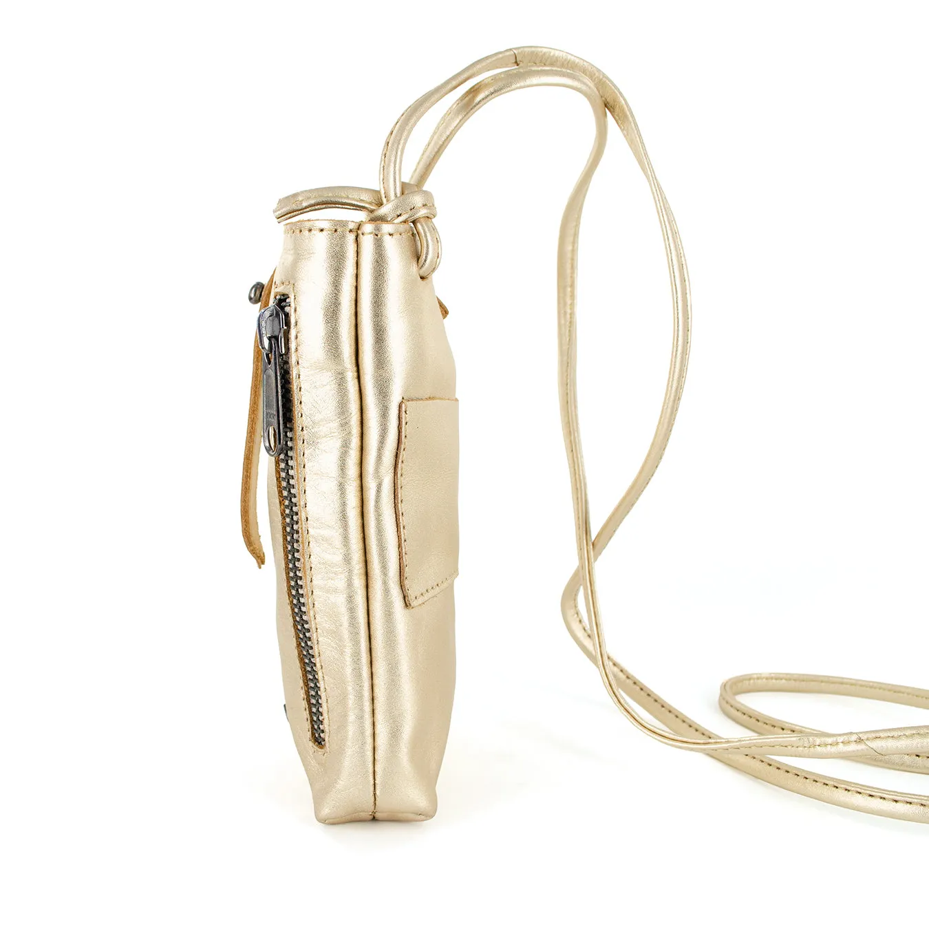 Lulonke : Ladies Leather Crossbody Purse in Gold Foil