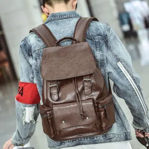 Men's Leather High Quality Backpack Travel Rucksack School Laptop Bags Male Business Shoulder Bag