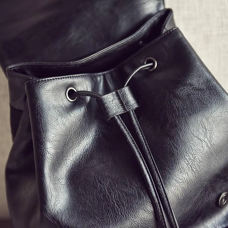 Men's Leather High Quality Backpack Travel Rucksack School Laptop Bags Male Business Shoulder Bag