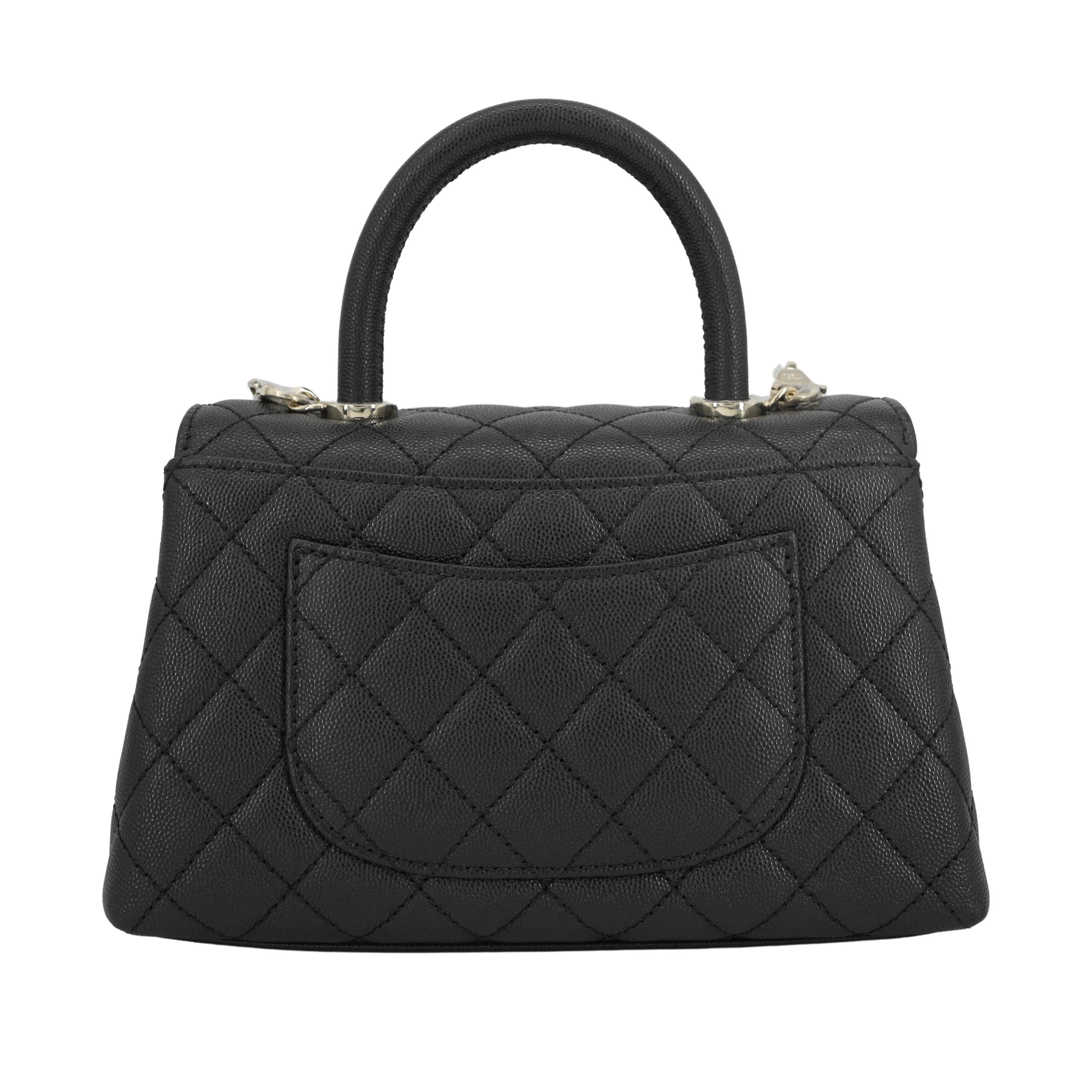 Mini Coco Handle Flap Bag in Black Caviar