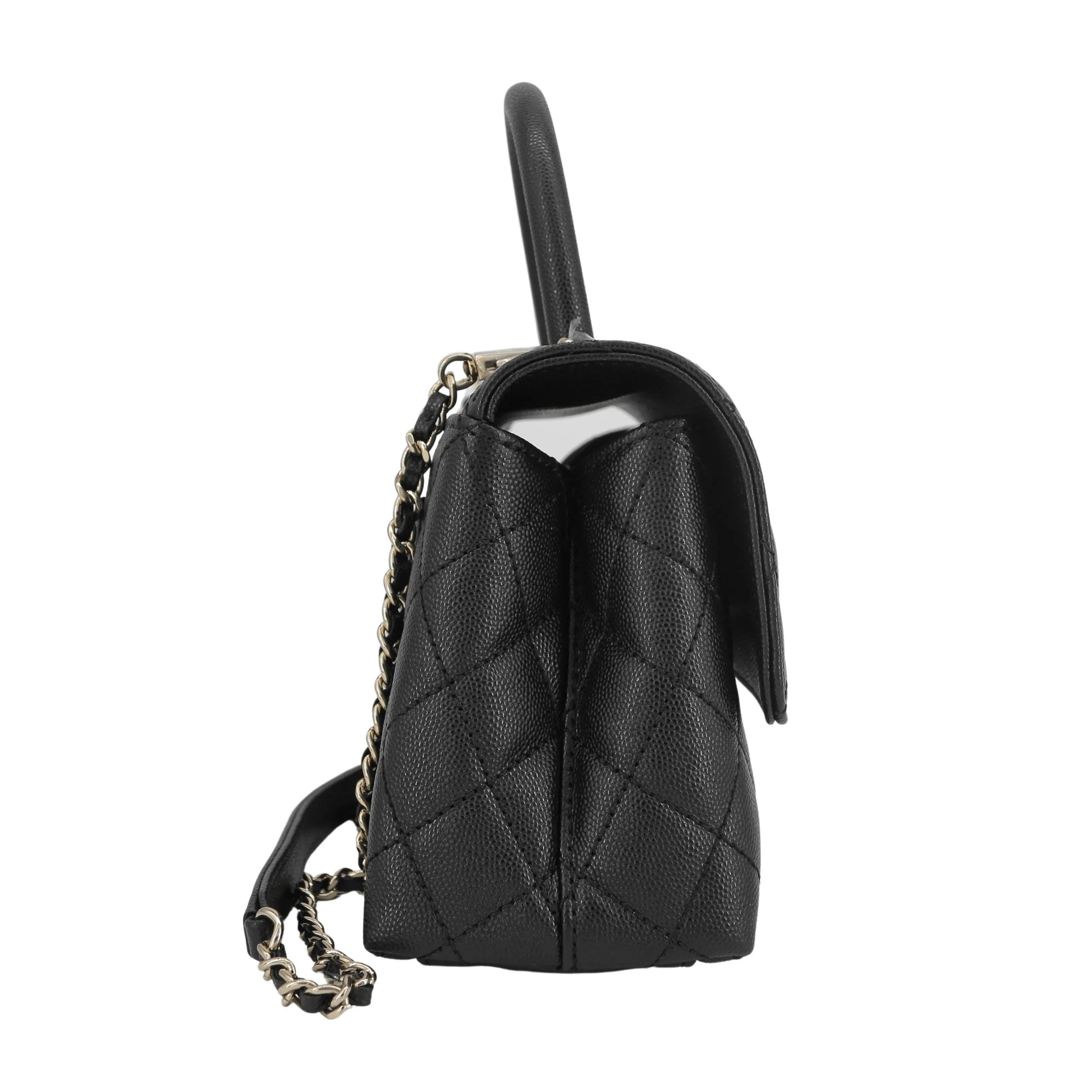 Mini Coco Handle Flap Bag in Black Caviar