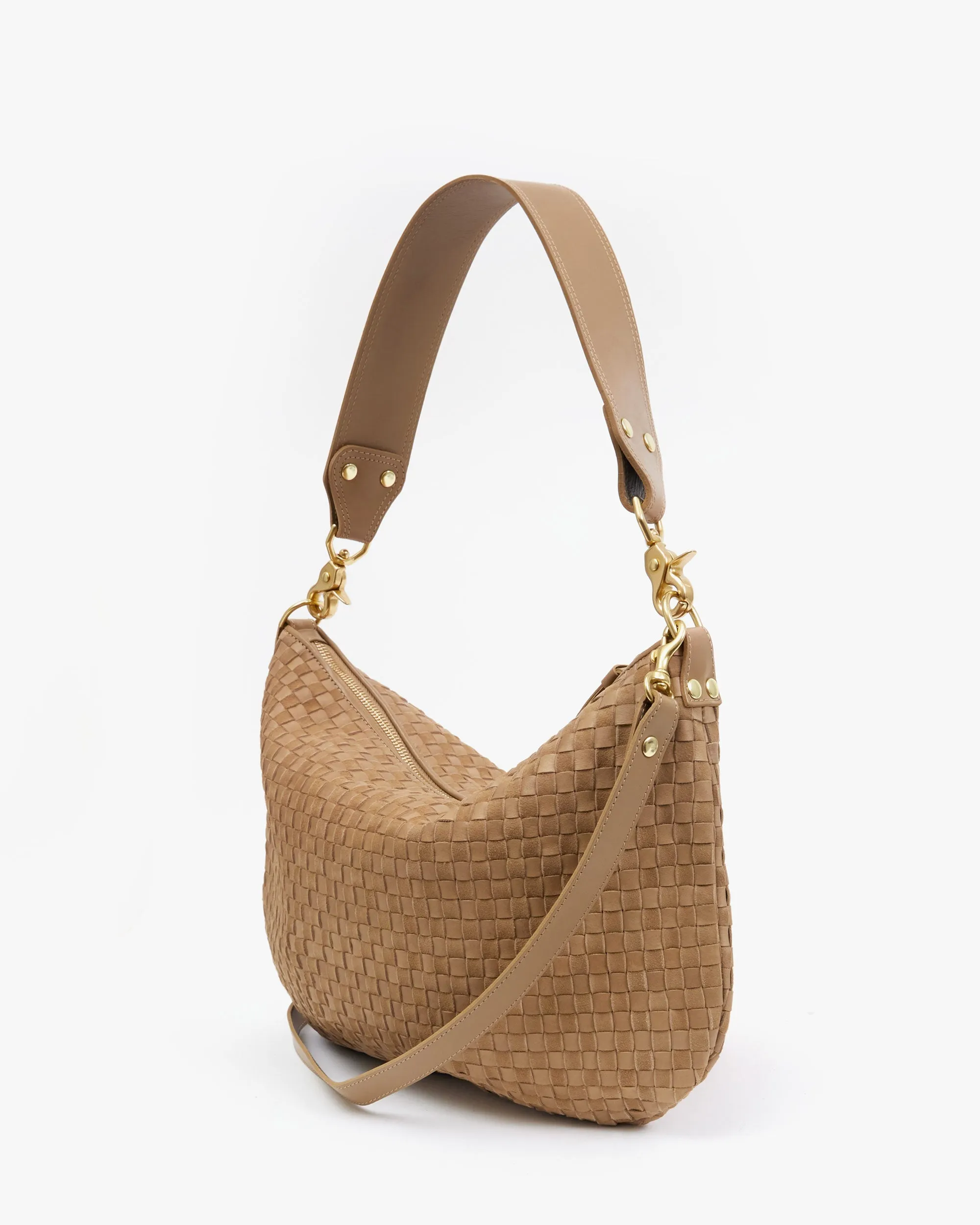 Moyen Messenger - Clay Leather & Suede Woven Checker
