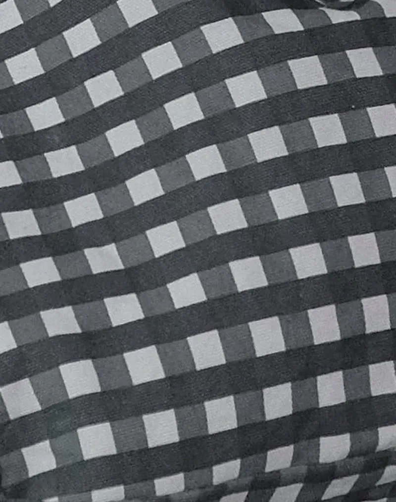 Nagisa Bow Bag in Tonal Gingham Black Grey