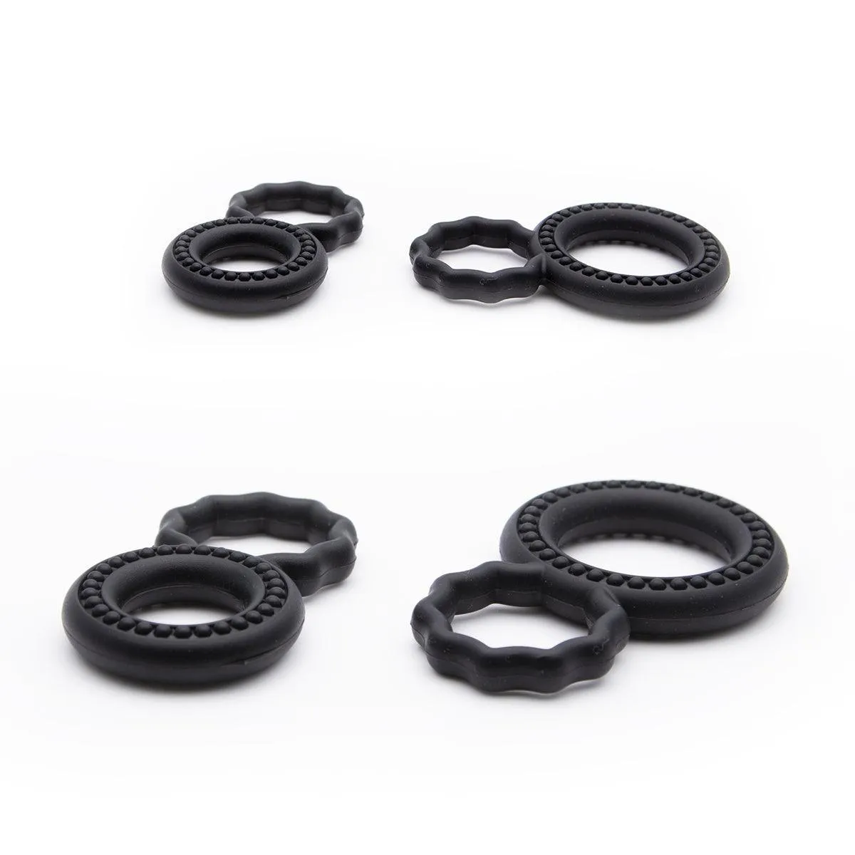 Neojoy 4 Rings Set Silicone Penis Ring Enhanced Erection Set of 2 Double Rings