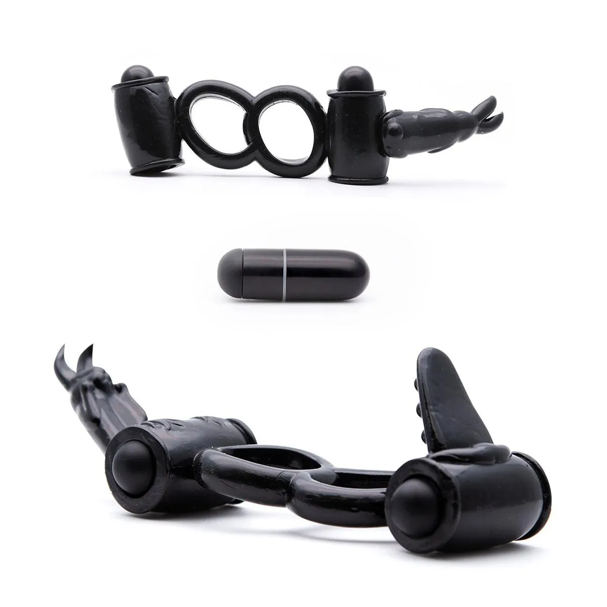 Neojoy Double Vibrator Ring Jelly Cock and Balls Double Ring Erection Enhancer
