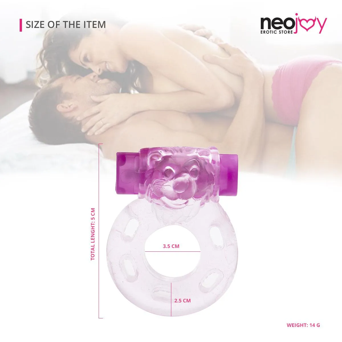 Neojoy Jelly Cock Ring for Enhanced Erection Clitoral Bullet Vibrator - 3.5cm