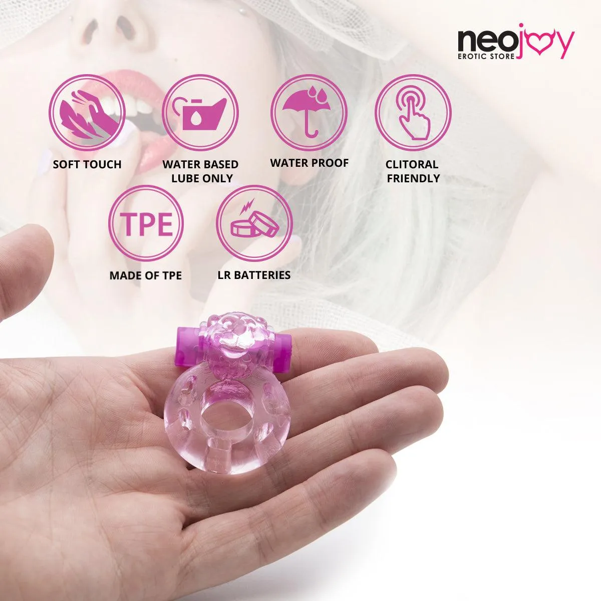 Neojoy Jelly Cock Ring for Enhanced Erection Clitoral Bullet Vibrator - 3.5cm