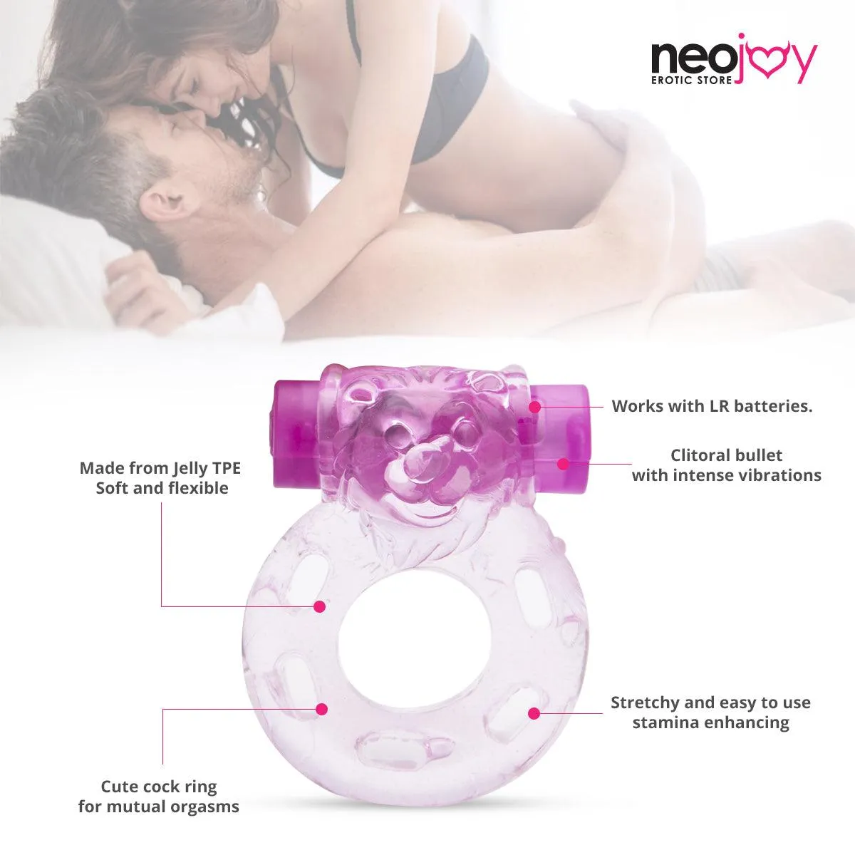 Neojoy Jelly Cock Ring for Enhanced Erection Clitoral Bullet Vibrator - 3.5cm