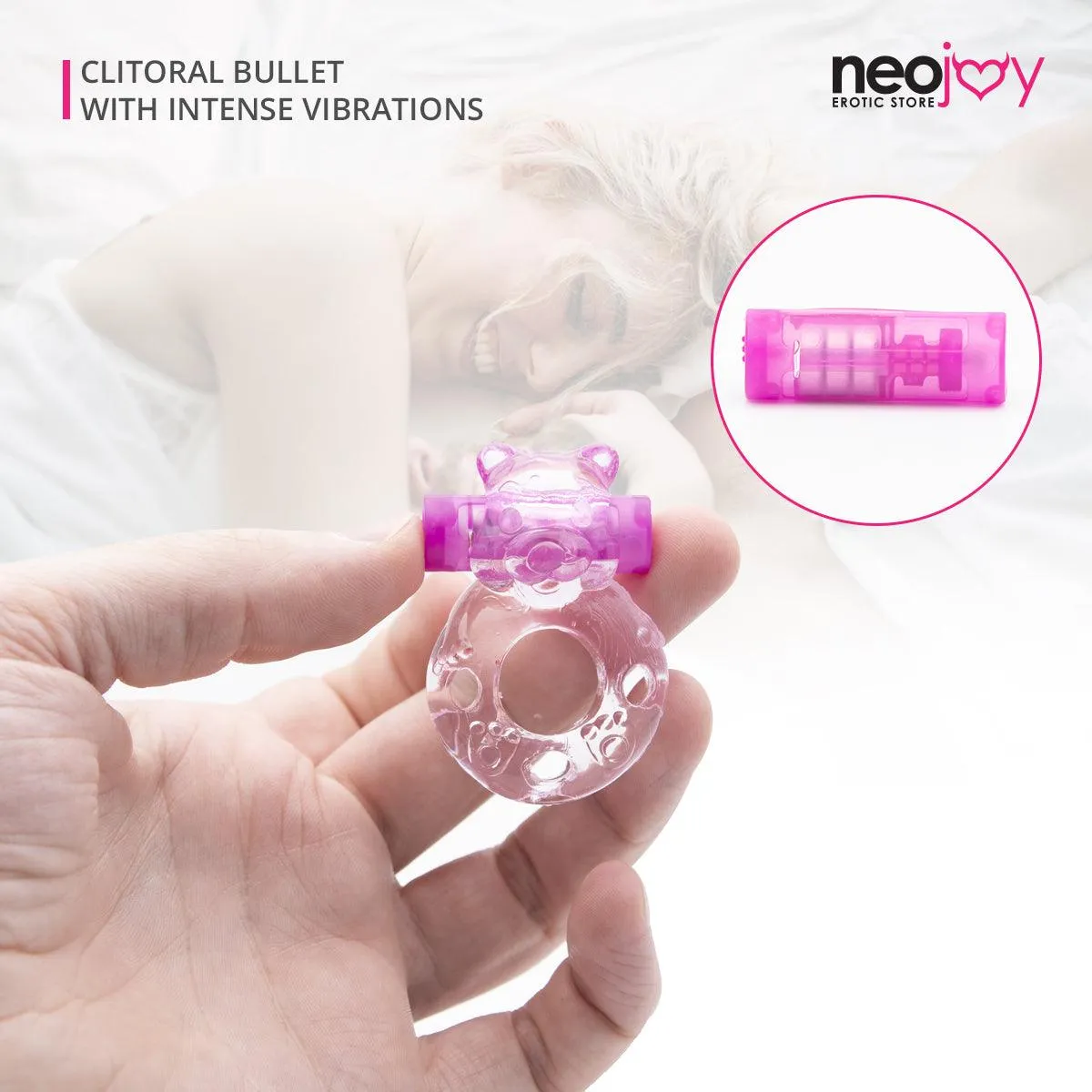 Neojoy Jelly Cock Ring for Enhanced Erection Clitoral Bullet Vibrator - 3.5cm