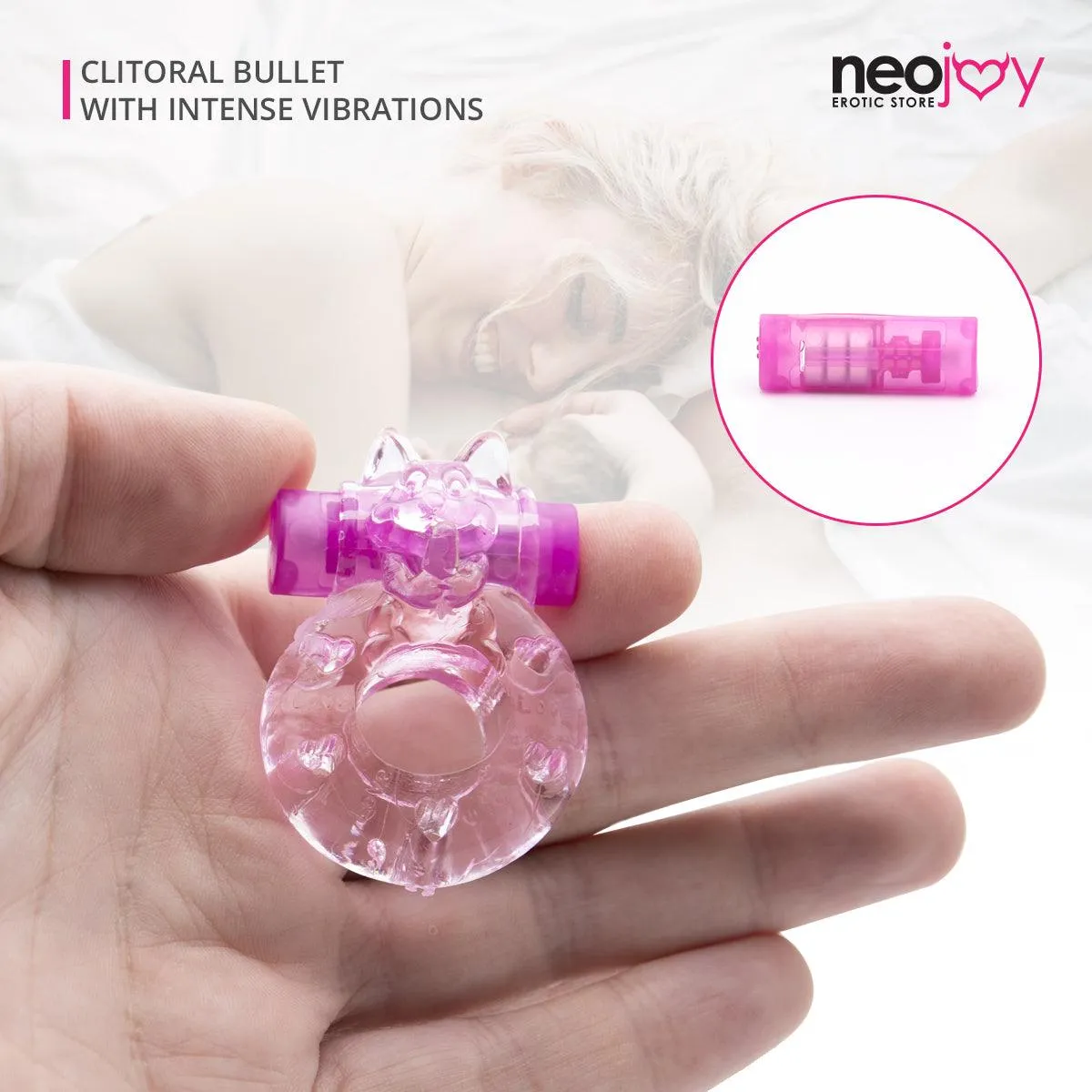 Neojoy Jelly Cock Ring for Enhanced Erection Clitoral Bullet Vibrator - 3.5cm