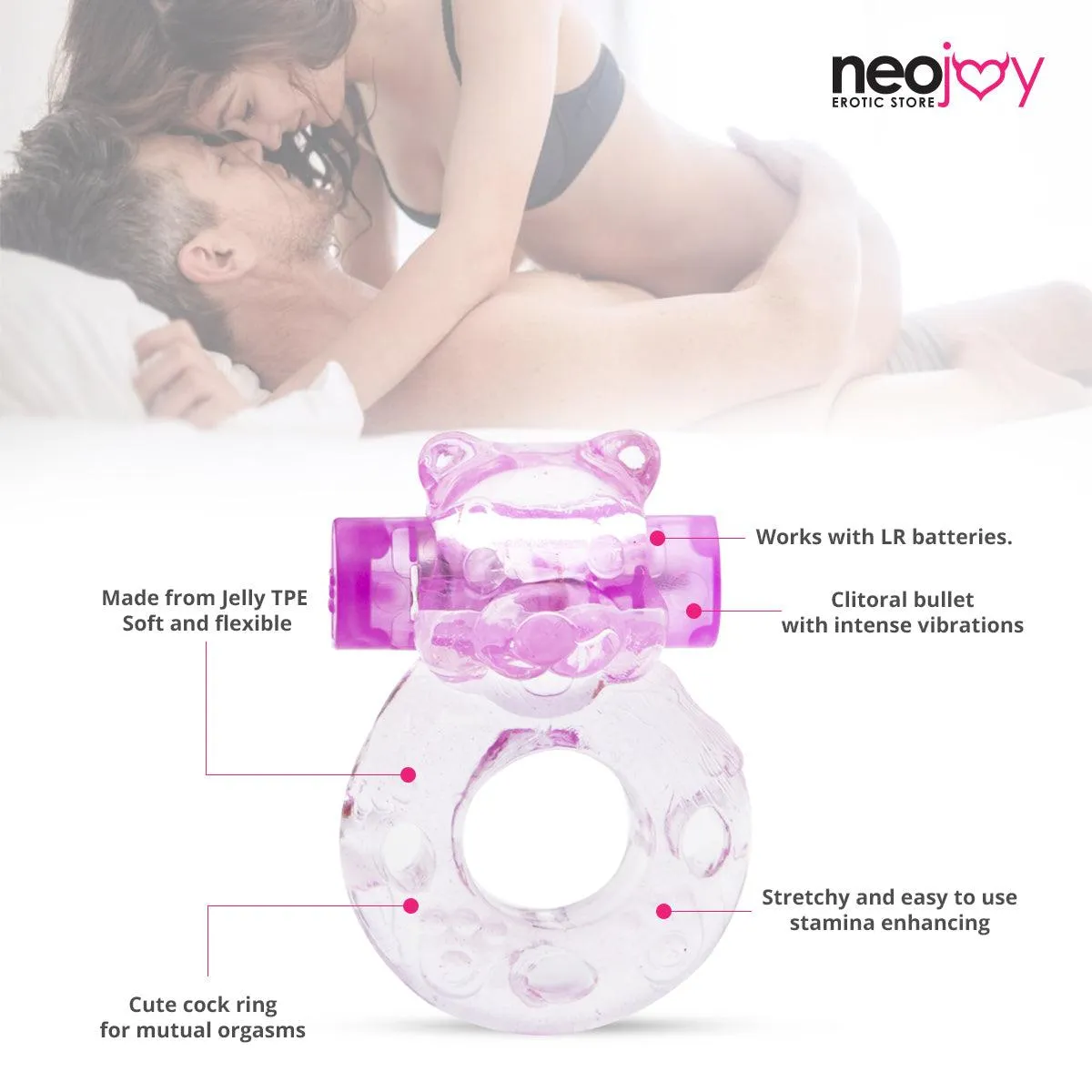 Neojoy Jelly Cock Ring for Enhanced Erection Clitoral Bullet Vibrator - 3.5cm