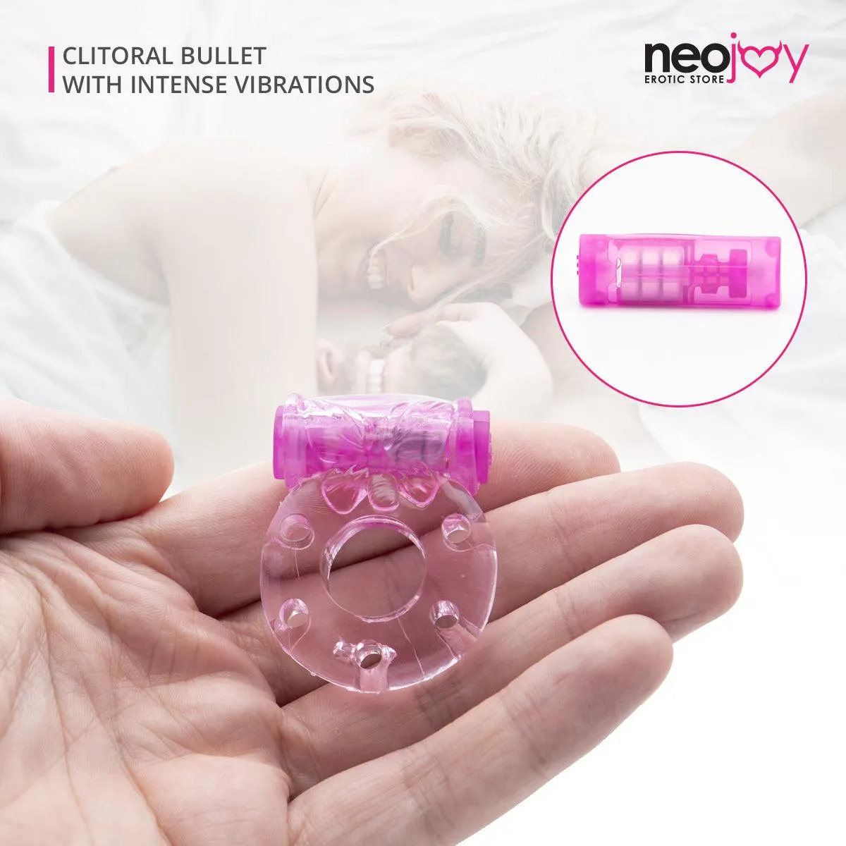 Neojoy Jelly Cock Ring for Enhanced Erection Clitoral Bullet Vibrator - 3.5cm