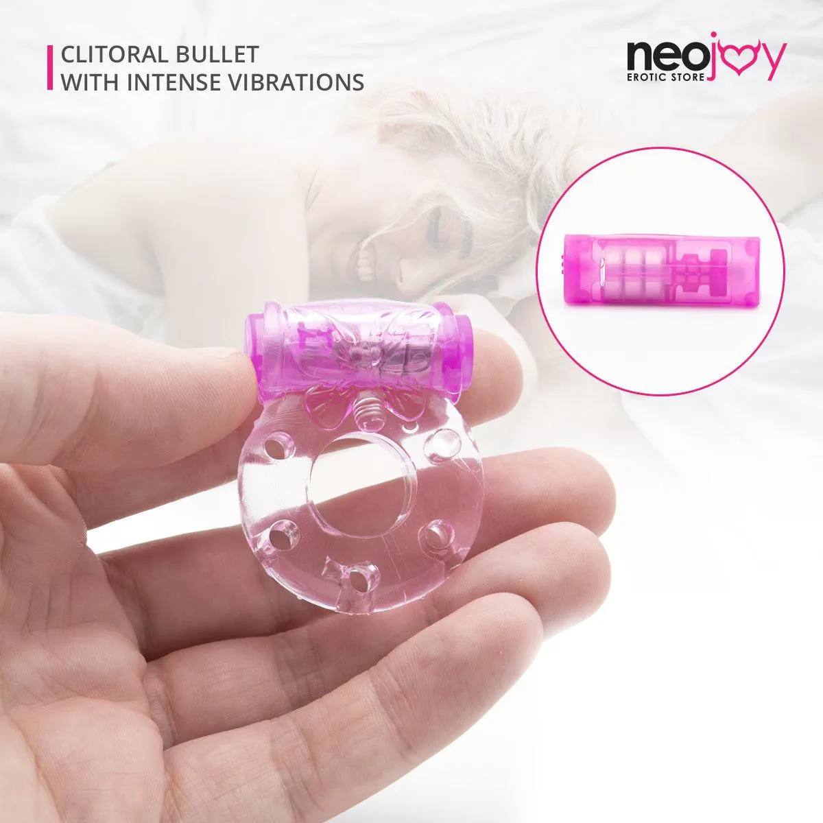 Neojoy Jelly Cock Ring for Enhanced Erection Clitoral Bullet Vibrator - 3.5cm