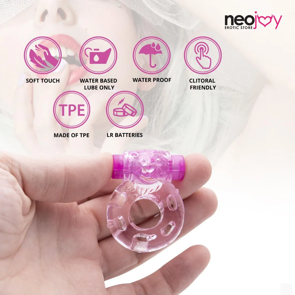 Neojoy Jelly Cock Ring for Enhanced Erection Clitoral Bullet Vibrator - 3.5cm