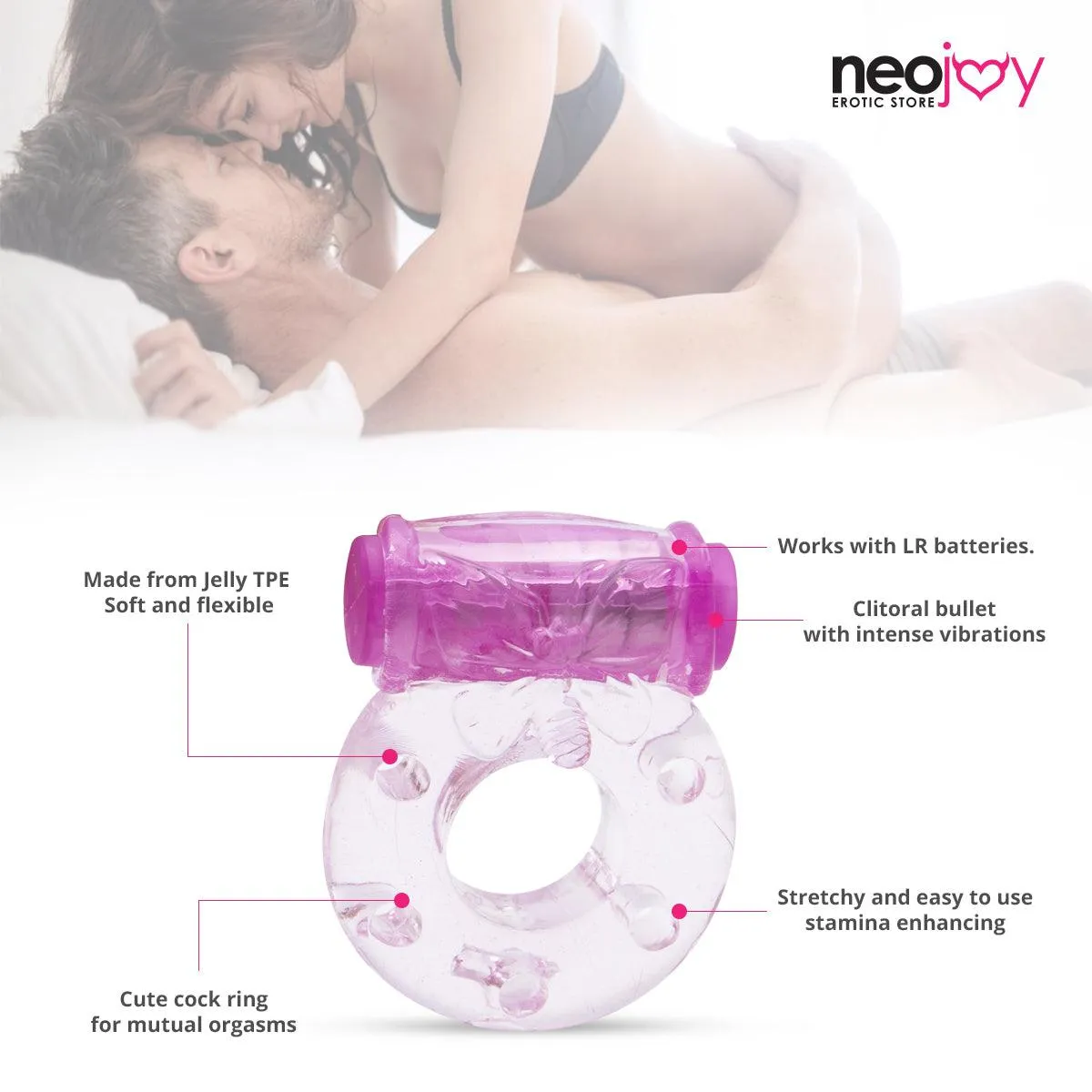 Neojoy Jelly Cock Ring for Enhanced Erection Clitoral Bullet Vibrator - 3.5cm