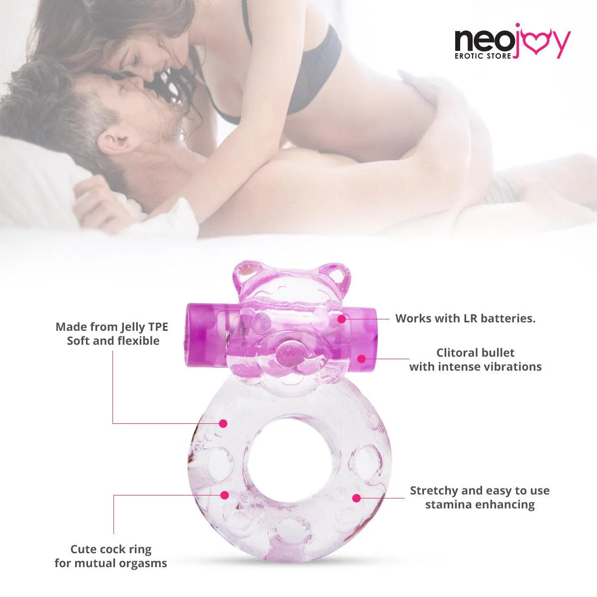 Neojoy Jelly Cock Ring for Enhanced Erection Clitoral Bullet Vibrator - 3.5cm