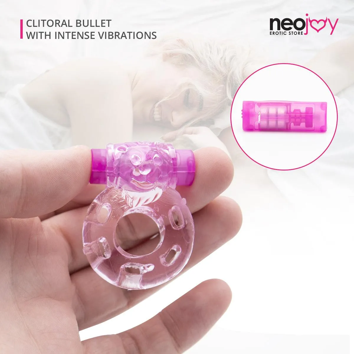 Neojoy Jelly Cock Ring for Enhanced Erection Clitoral Bullet Vibrator - 3.5cm