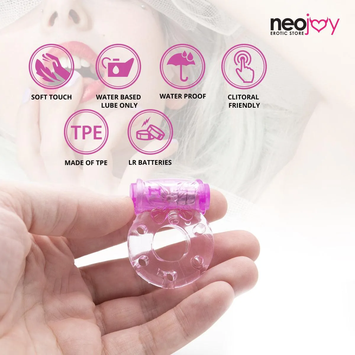 Neojoy Jelly Cock Ring for Enhanced Erection Clitoral Bullet Vibrator - 3.5cm