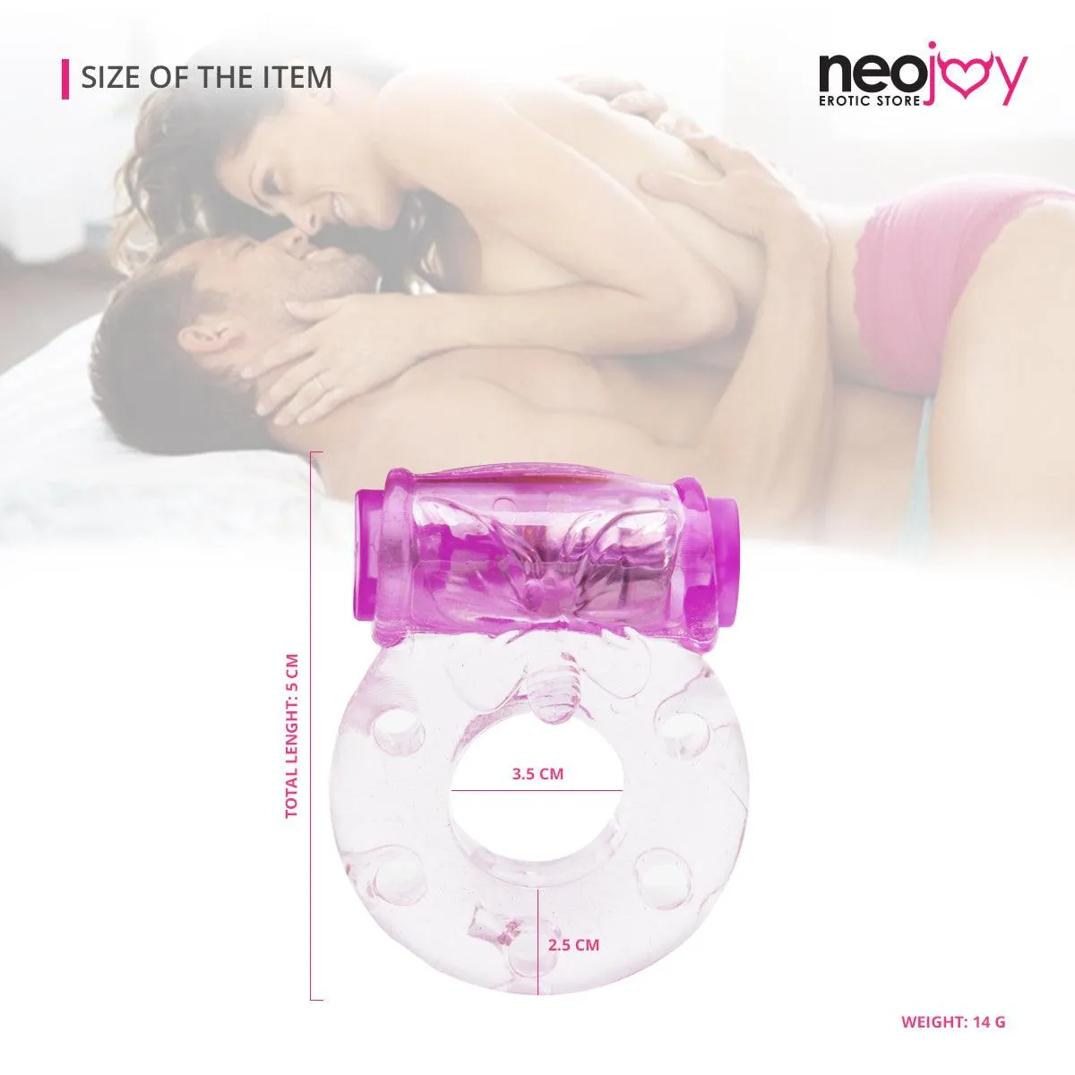 Neojoy Jelly Cock Ring for Enhanced Erection Clitoral Bullet Vibrator - 3.5cm