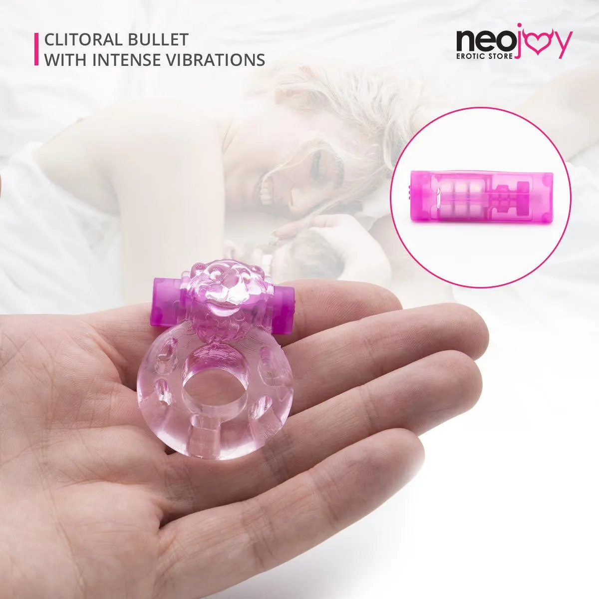 Neojoy Jelly Cock Ring for Enhanced Erection Clitoral Bullet Vibrator - 3.5cm
