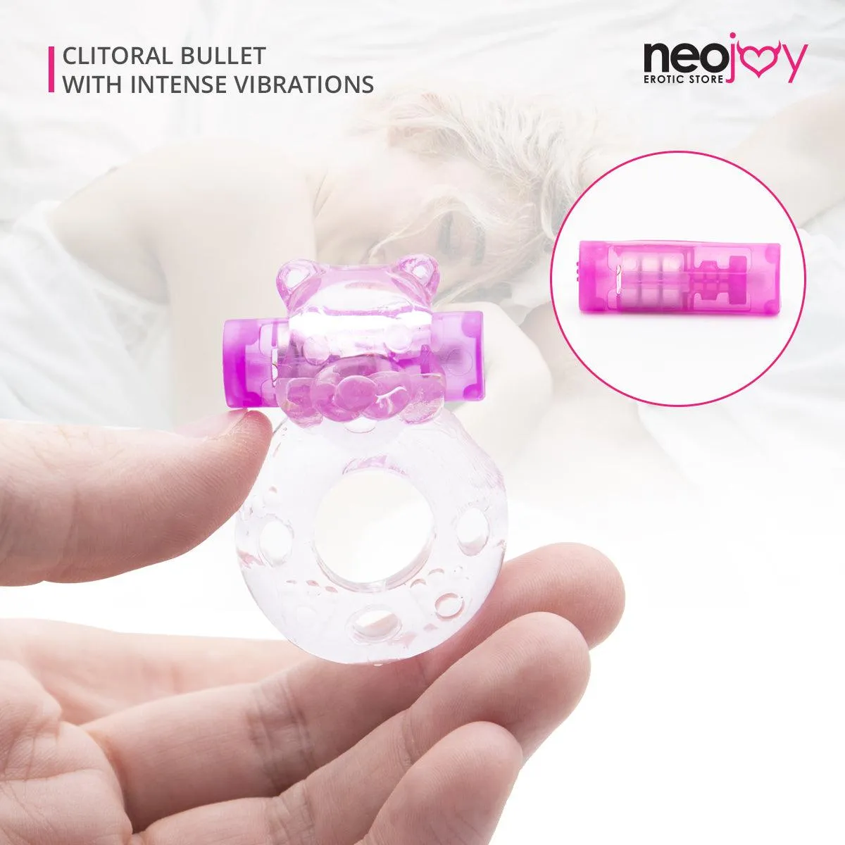 Neojoy Jelly Cock Ring for Enhanced Erection Clitoral Bullet Vibrator - 3.5cm