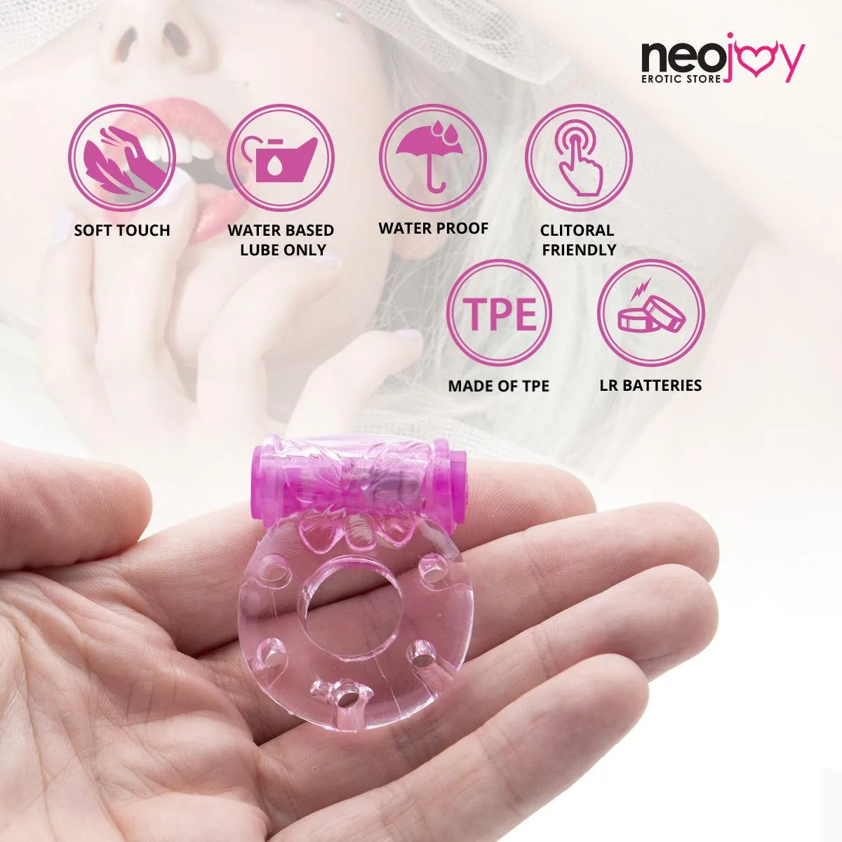 Neojoy Jelly Cock Ring for Enhanced Erection Clitoral Bullet Vibrator - 3.5cm