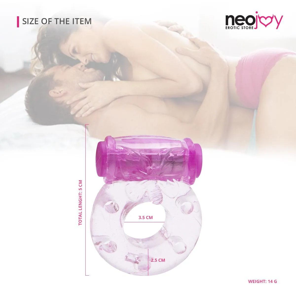 Neojoy Jelly Cock Ring for Enhanced Erection Clitoral Bullet Vibrator - 3.5cm