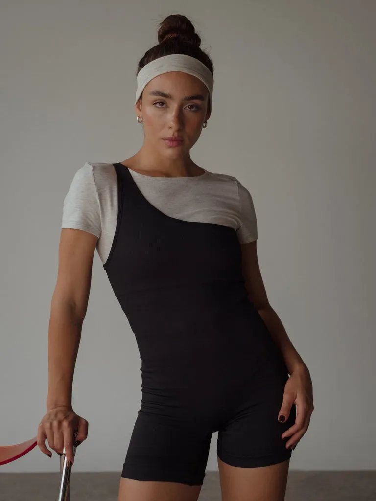 ONE SHOULDER SEAMLESS UNITARD  - SHADOW