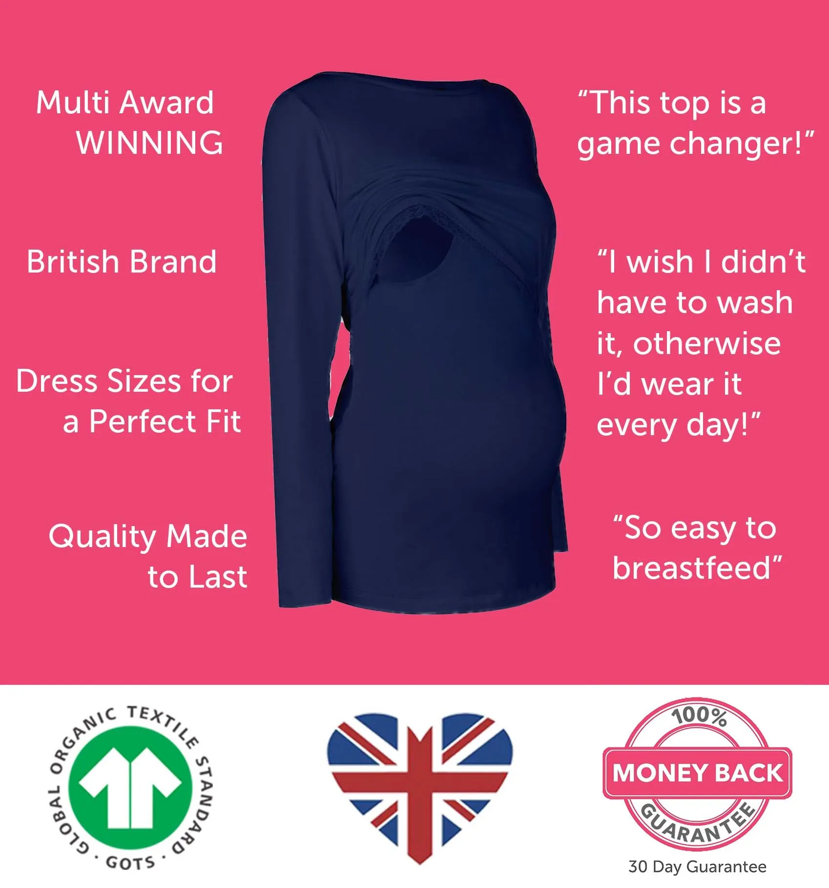 Organic Long Sleeve Breastfeeding Top in Black *PreLoved*