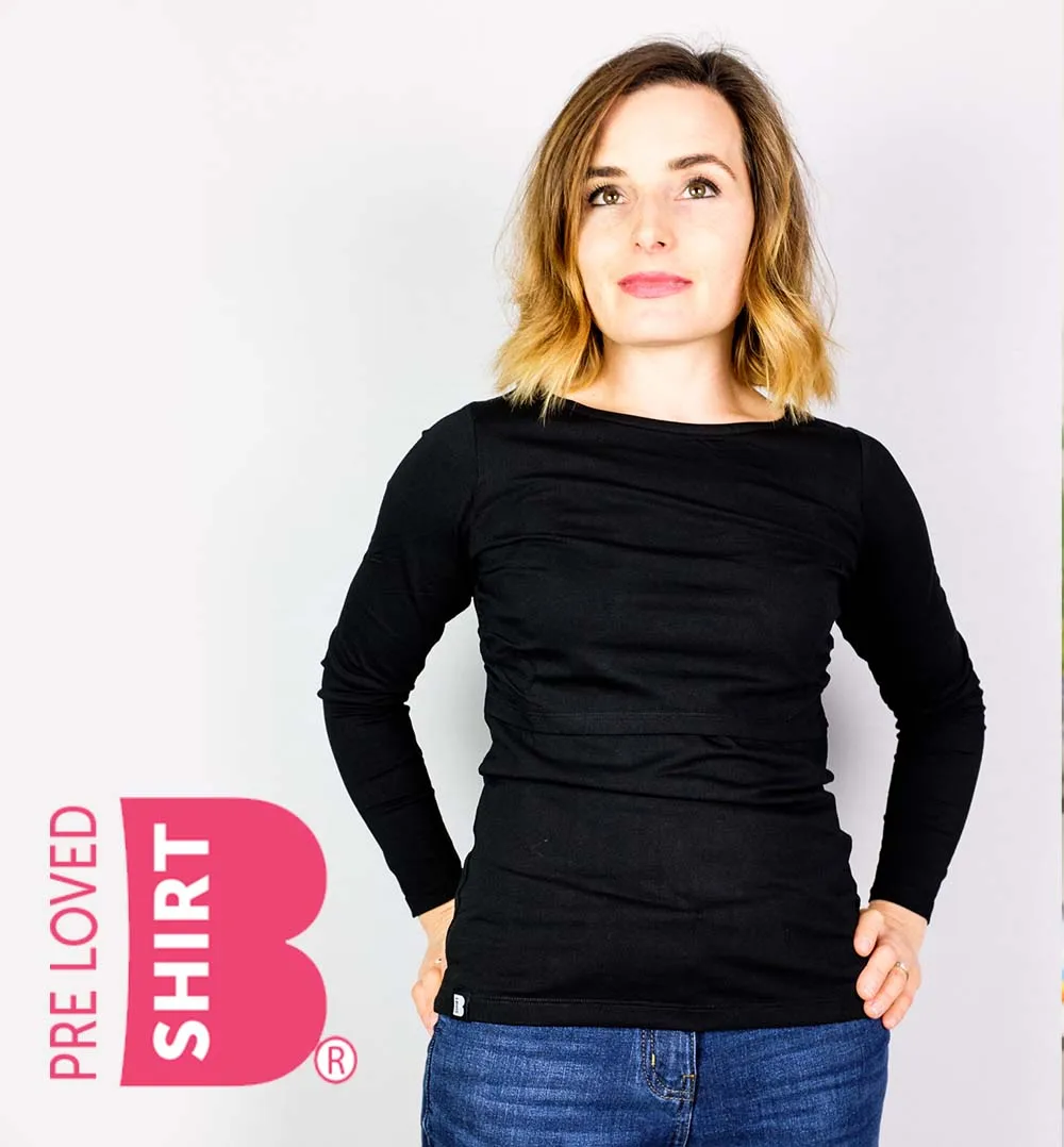 Organic Long Sleeve Breastfeeding Top in Black *PreLoved*