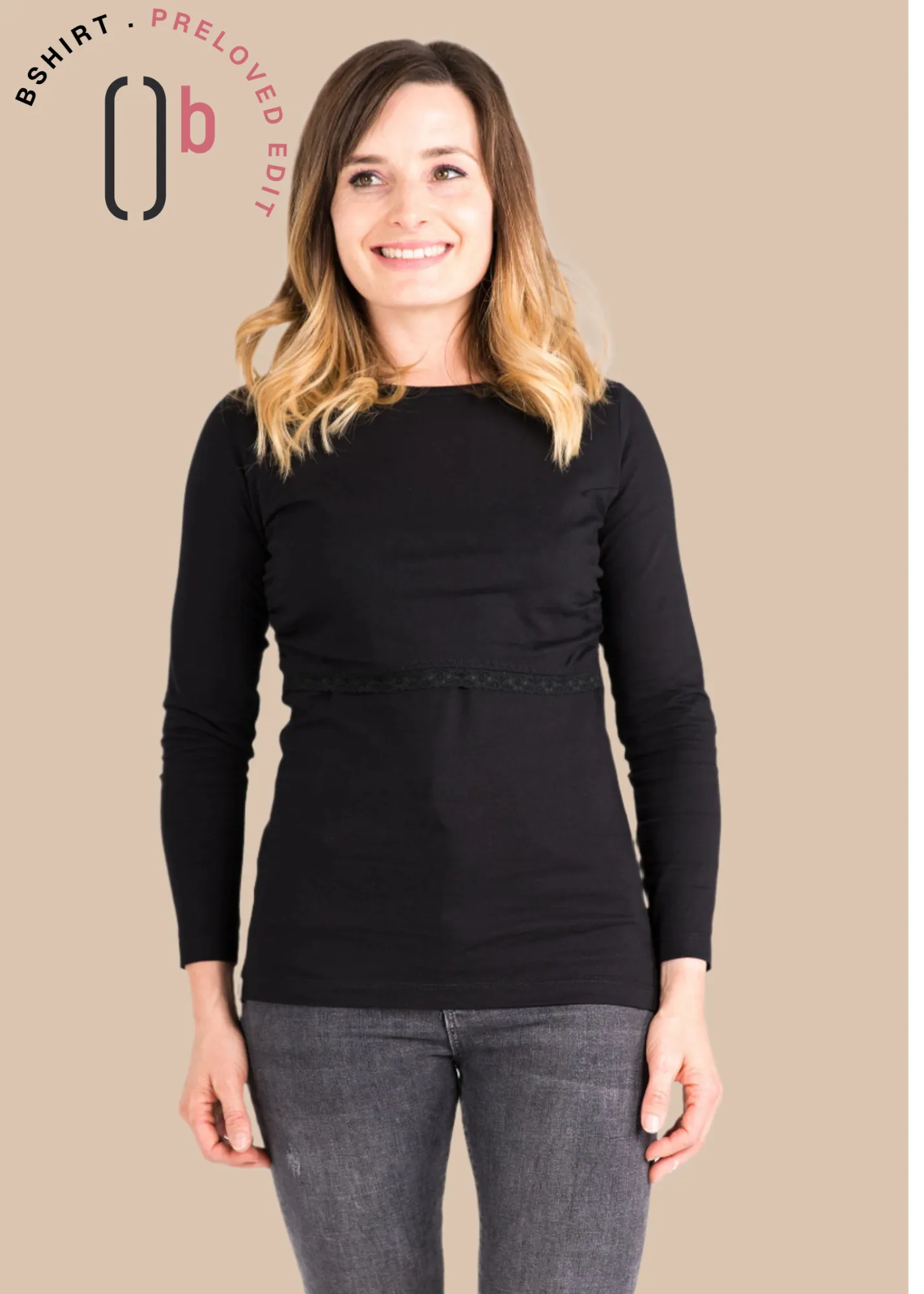 Organic Long Sleeve Breastfeeding Top in Black *PreLoved*