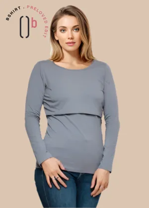 Organic Long Sleeve Breastfeeding Top in Storm Grey *PreLoved*