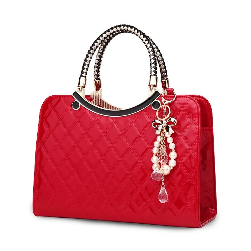Patent Leather Handbag Tote Bag Shoulder Bags Handbags PU Leather Tassel Shoulder Messenger Bag