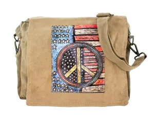 Peace Flag Recycled Military Tent Crossbody Bag