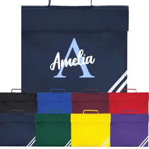 Personalised Initial & Script Name Book/Homework Bag. Choice of colours & options