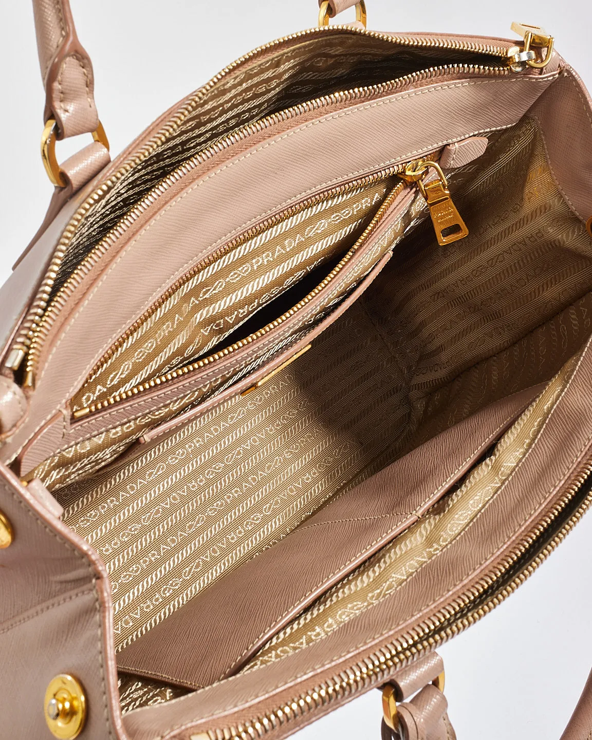 Prada Blush Saffiano Leather Large Galleria Double Zip Tote