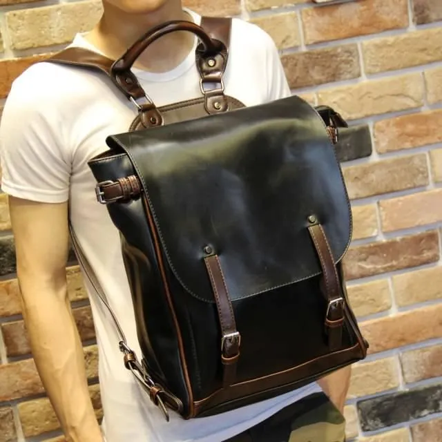 PU Leather Travel Backpack Notebook Laptop Backpack Male Large Capacity Backpack for Men Casual Bags
