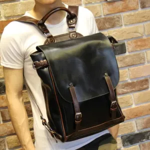 PU Leather Travel Backpack Notebook Laptop Backpack Male Large Capacity Backpack for Men Casual Bags