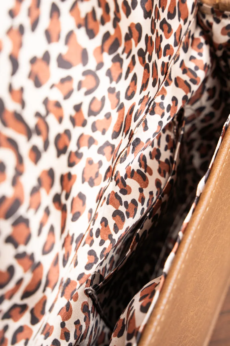 Square Deal Tanner Cow Taupe Brown Clutch