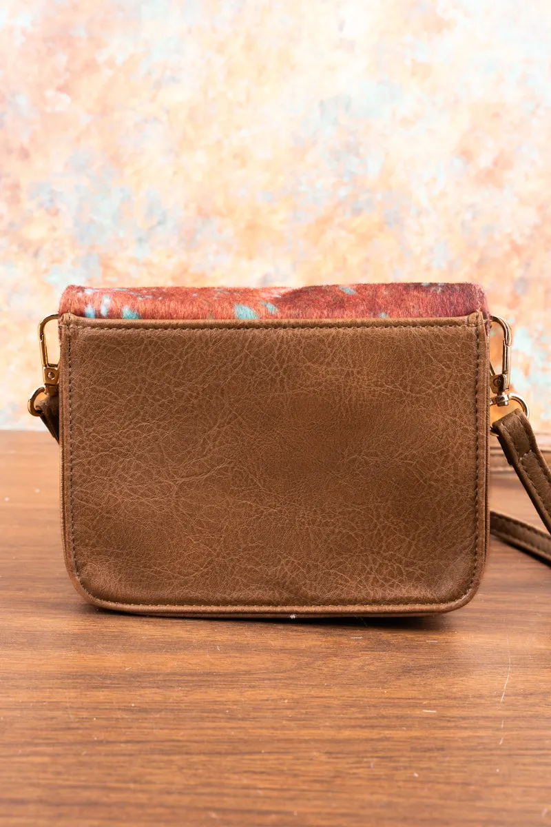 Square Deal Tanner Cow Taupe Brown Clutch