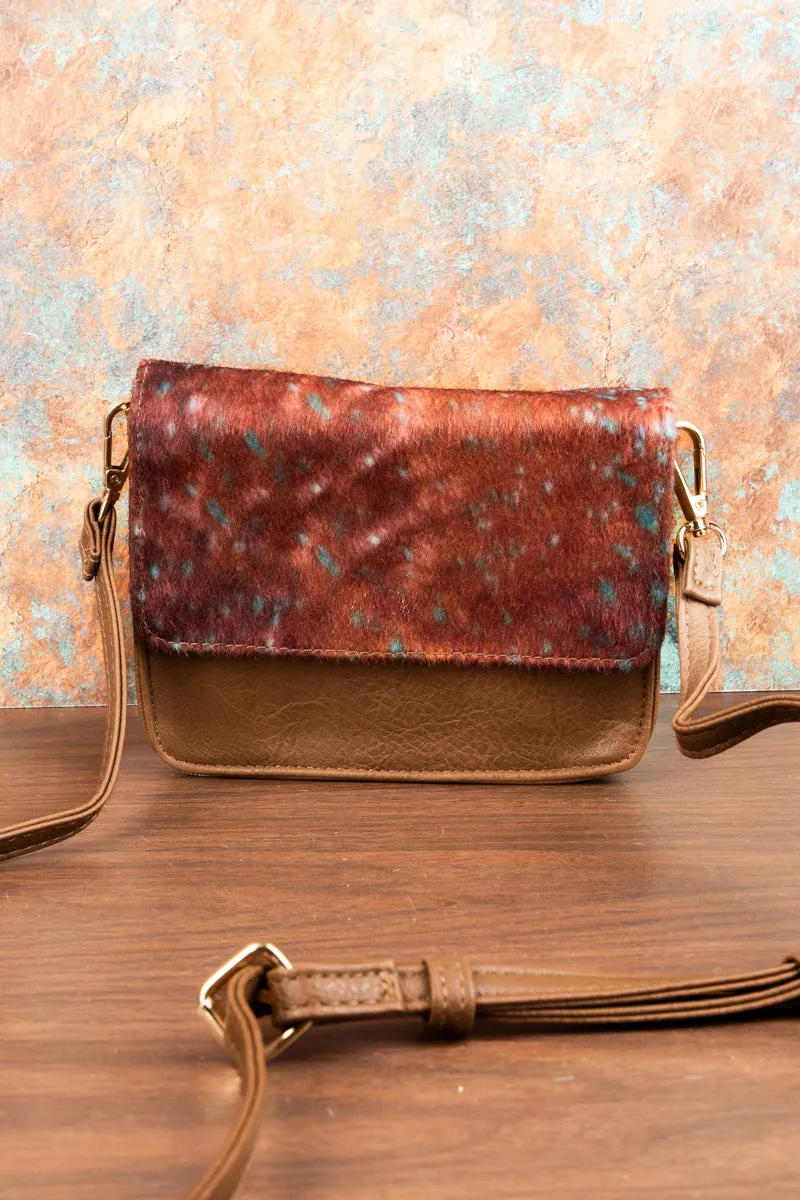 Square Deal Tanner Cow Taupe Brown Clutch